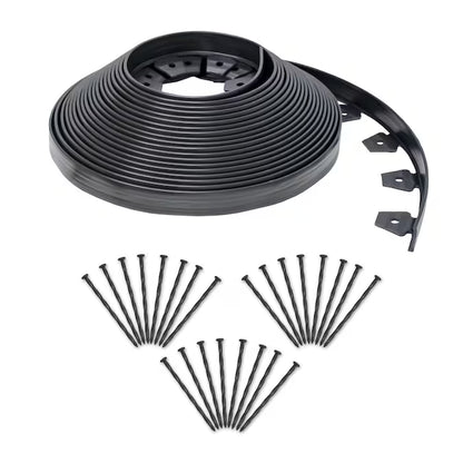 60-Ft X 1.5-In No-Dig Black Plastic Landscape Edging Roll with Stakes